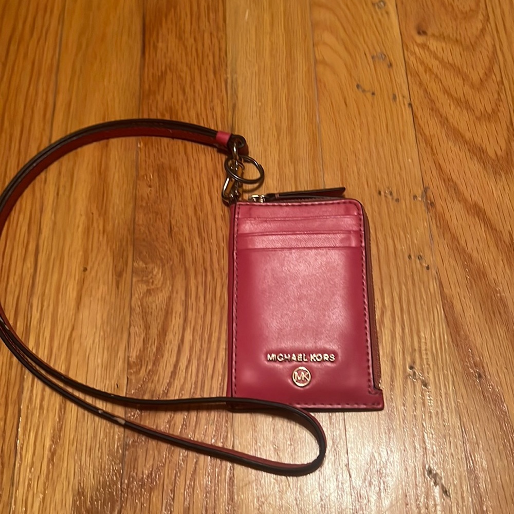 Michael Kors Pink Charm Small Leather ID Lanyard
